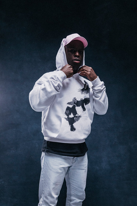 BIRDS OVERSIZE HOODIE WHITE